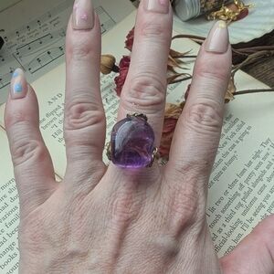 Vintage Amethyst Purple Gemstone Ring Adjustable